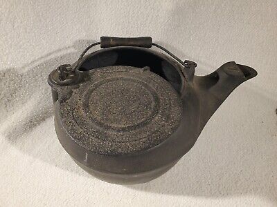 Vintage Cast Iron Tea Kettle Black Pot No. 7 with Swivel Lid