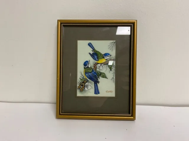 Cash's - Coventry Woven Silk Picture - Birds - Blue Tits - Framed