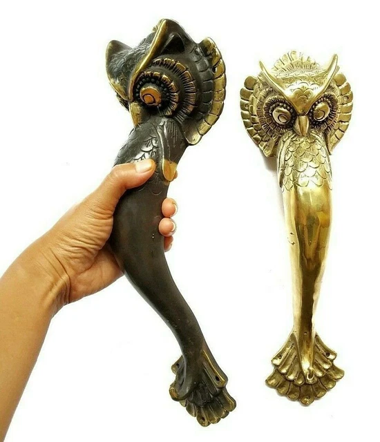 Vintage Brass Hardware Door Handle Pull Door Owl Bird Lovers