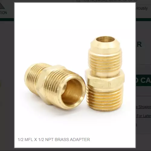 1/2 Mfl X 1/2 Npt Brass Adapter # 48-88