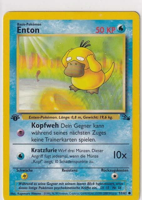 POKEMON CARTE TRADING Card Fossil Numéro 53/62 Enton First Edition ...