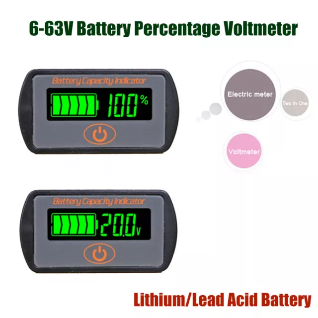 LCD 6-63V Blei Säure Batterie Anzeige Kapazität Status Voltmeter Moniter