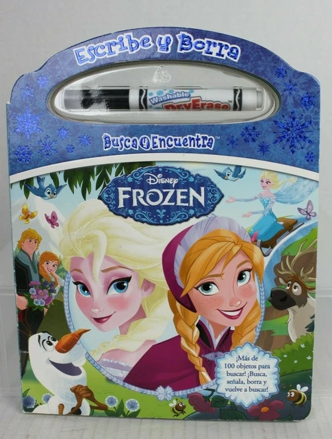 DISNEY Frozen Look & Find Spanish Ed. Dry Erase Marker Escribe y Borra VGUC HTF