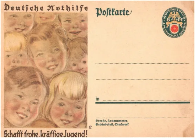 1931 Germany Postcard 8pf Preprinted Emergency Aid for Youth Weimar Republic