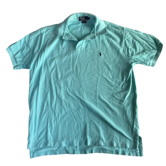 POLO RALPH LAUREN Turquoise Mens Polo Shirt Sz Large Short Sleeve ...