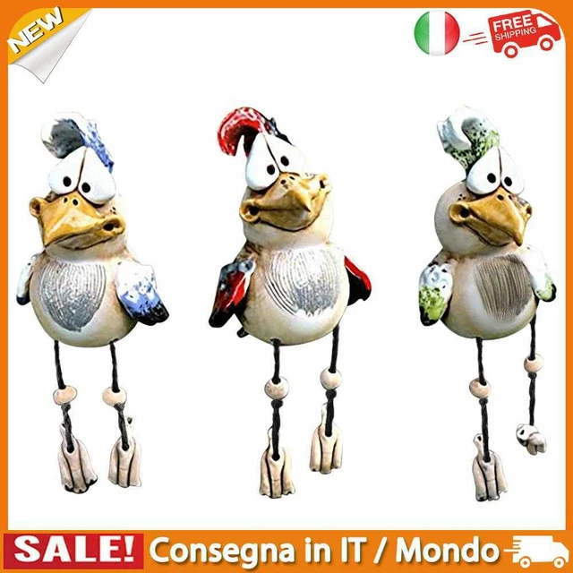 IT Resin Garden Chicken Statue Art Farm Dumb Chicken Sculpture Ornament (Blue)