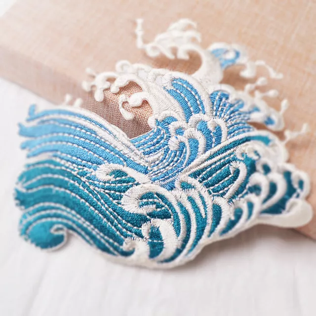 Wave Embroidered Patches Iron on Applique Clothing Badge DIY Sewing Decor Craft