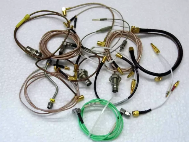 Lot de petits câbles RF souples et semi rigides (divers connectiques BNC SMA...)