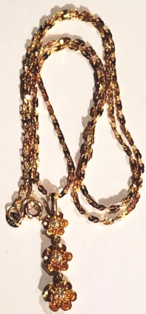 MILOR ITALY 14K Yellow Gold Necklace 18" w 10k Diamond Flower Pendant 3.04gr