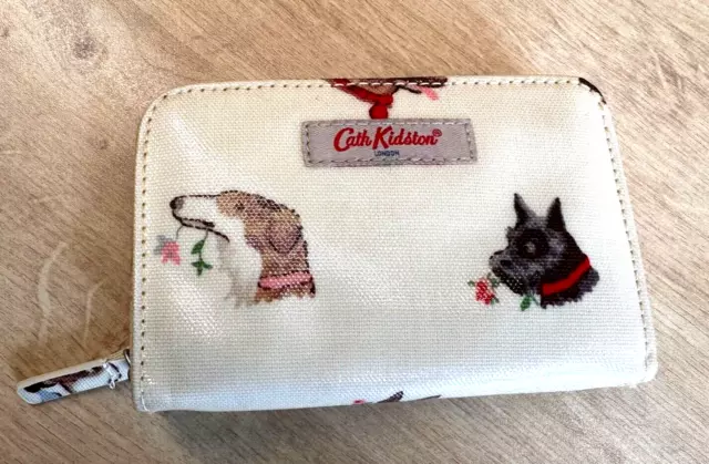 CATH KIDSTON Wallet Purse Zip Around Mixed Dogs Design Cream Polyurethane