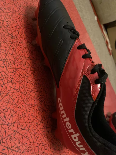 Canterbury Mens/Teen Boys Rugby Boots Phoenix Raze UK Size 8 Black Red