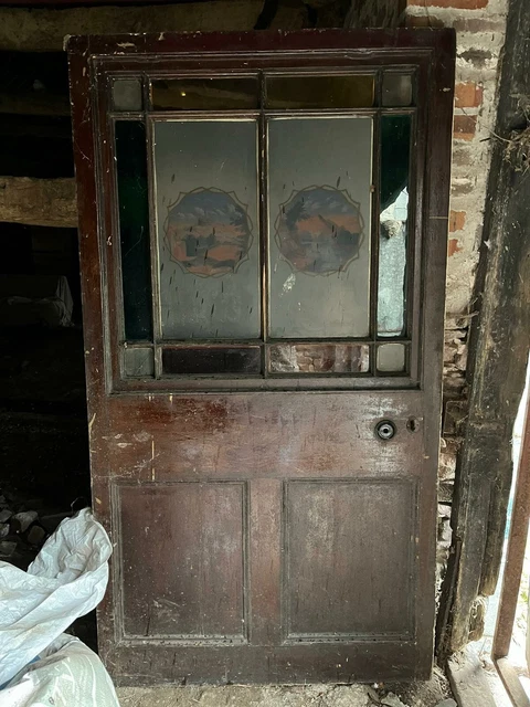 VICTORIAN PINE INTERNAL / EXTERNAL DOOR hand painted