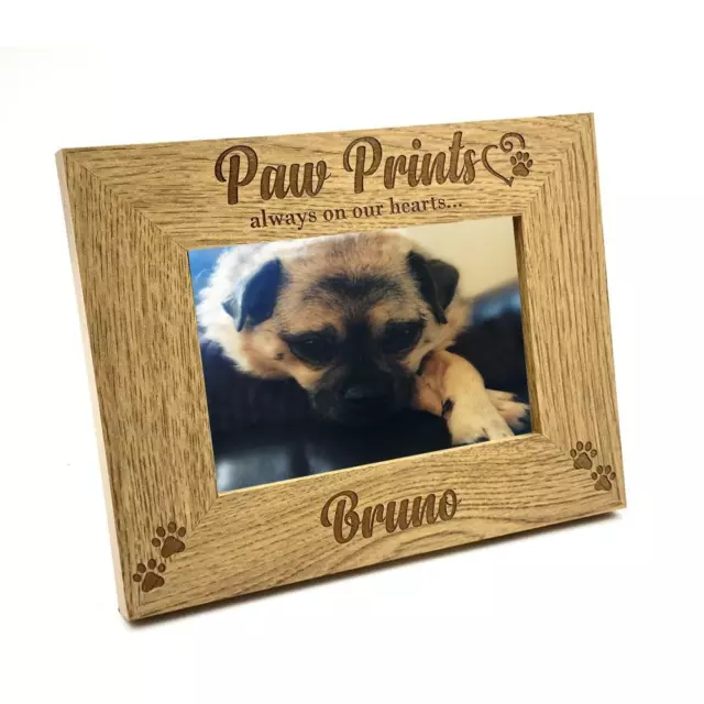 Personalised Pet Dog Photo Frame Remembrance Cat Puppy Paw Prints FW243