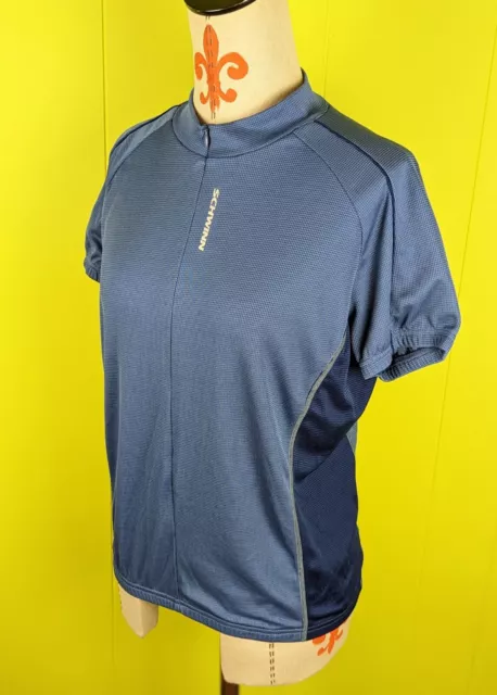 Schwinn Women’s L CYCLING JERSEY Back Pockets 1/2 Zip Stretch Short Sleeve Blue