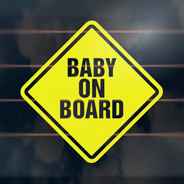 BABY ON BOARD Sticker 100mm hazard safety square diamond window decal