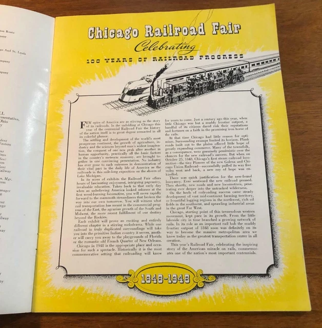 1948 Chicago Illinois Railroad Fair Official Guide Book Program 35c Native RR 2