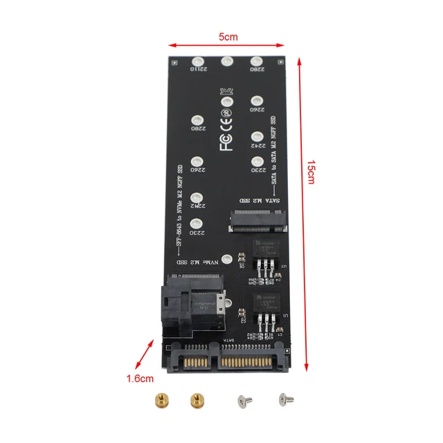 SFF-8643 to U2 Kit NGFF M-Key to HD Mini SAS NVME PCIe SSD SATA Adapter AUS 2