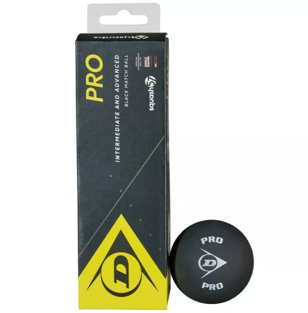 Dunlop Racketball Pro Ball - Double Yellow Dot - Box Of 3 - Black - Rrp £20