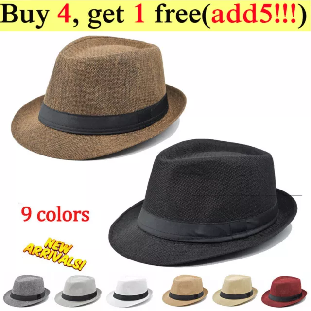 Straw Trilby Sun Hat Mens Ladies Womens Summer Panama Designer Fedora Beach NEW