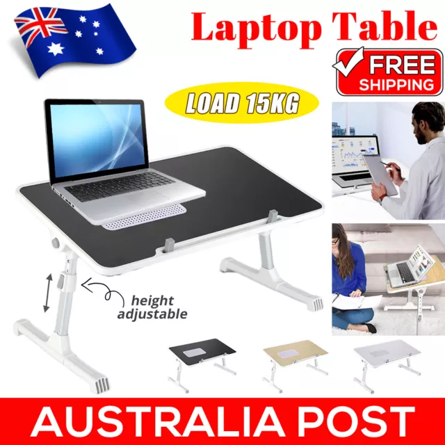 Height Adjustable Laptop Stand Bed Table Portable Lap Desk with Foldable Leg AUS
