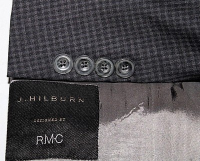 J HILBURN Men's 46R Tailored Fit Made in Portugal Wool Blazer Check Blazer