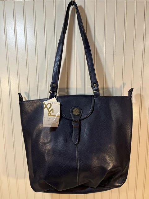 Pacific Connections Leather large TOTE BAG SHOULDER Blue
