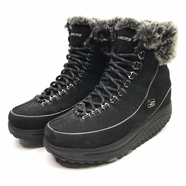 SKECHERS SHAPE UPS 11813 FAUX FUR SUEDE WOMEN’S BOOTS Sz 5.5
