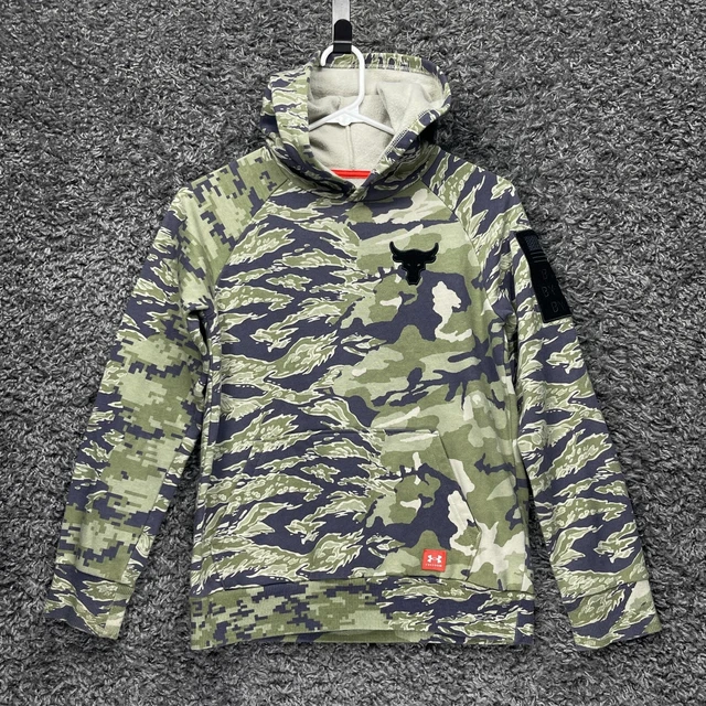 Under Armour Hoodie Youth Medium Camo Project Rock USA Veteran Loose