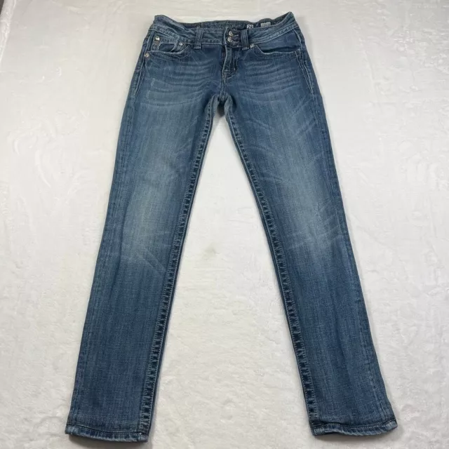 Miss Me Mid-Rise Skinny Jeans Womens Size 28x29 Distressed Medium Blue Denim