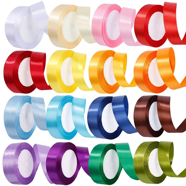 400 Yard Ribbon Single Face 16 Solid Color Set - 16 Rolls