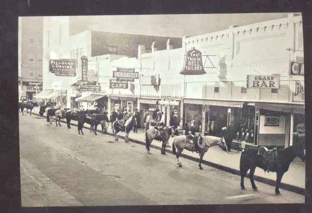 Real Photo Amarillo Texas Downtown Street Scene Horses Stores Postcard Copy