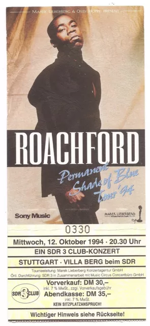 Roachford  In Concert 1994 Stuttgart  Ticket / Konzertkarte / Eintrittskarte