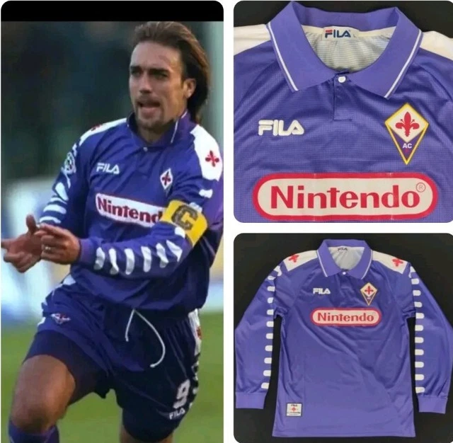 MAGLIA RETRO FIORENTINA 1998/99 FILA NINTENDO Taglia L Batistuta