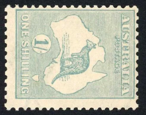 Australia 1915-27 SG 40ba 1s blue-green wmk sideways Kangaroo VFM