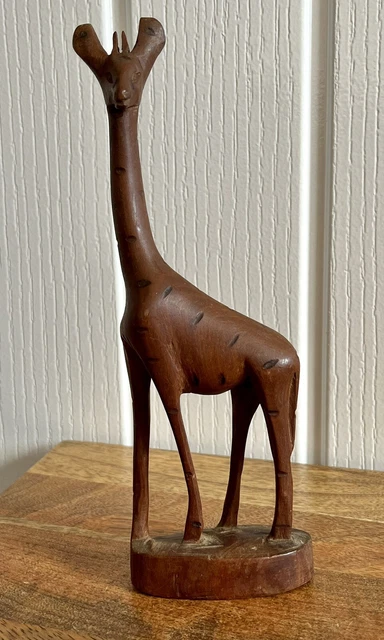 Hand Made Carved Wooden Giraffe Safari Africa Animal Figure Sculpture 8.5”