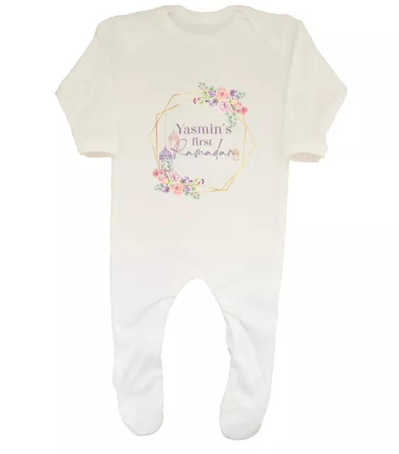 Personalised First Ramadan Gold Pastel Occasion Baby Grow Sleepsuit Girls Gift