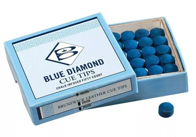Blue Diamond Leather Snooker Pool Billards Cue Tips 9, 10 or 11mm