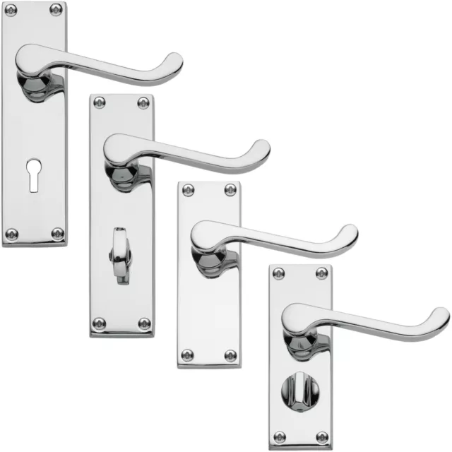 Howdens Bertelli Victorian Scroll Lever Door Handles Polished Chrome UK Quality