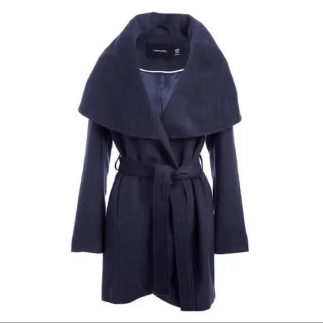 Tahari Belted Wrap Coat Marilyn Wool-Blend Double Face in Misty Blue