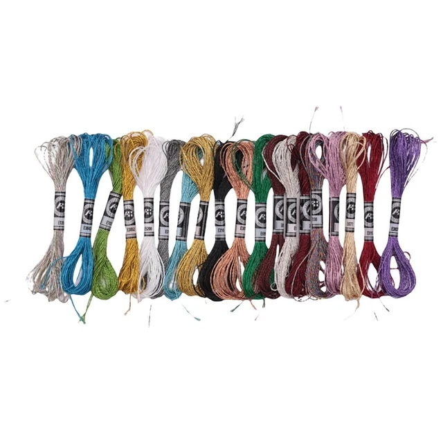 19 piezas hilo de bordar metálico, hilo de bordar multicolor, hilo de bordar brillante, A8B7