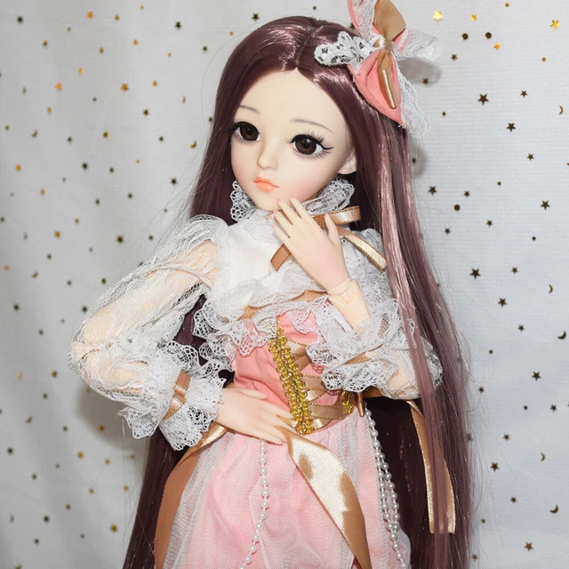 1/3 BJD Doll Toy 24 inch Girl Doll with Dress Shoes Wigs Free Makeup Full Set