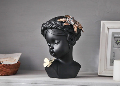 Sweet Child Flower Girl Bust Sculpture Resin Figurine Statue Tabletop Home Decor