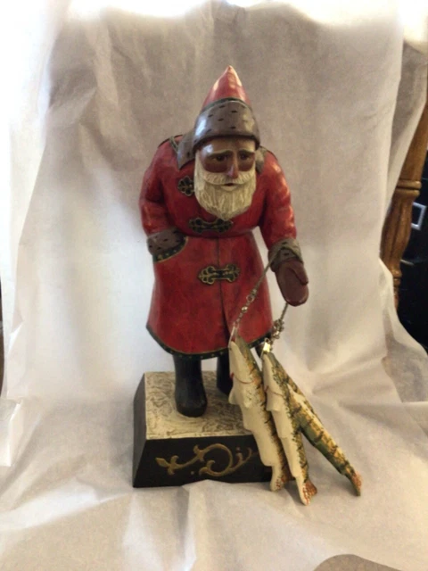 Leo R. Smith Folk Art Fisherman Santa Box COA