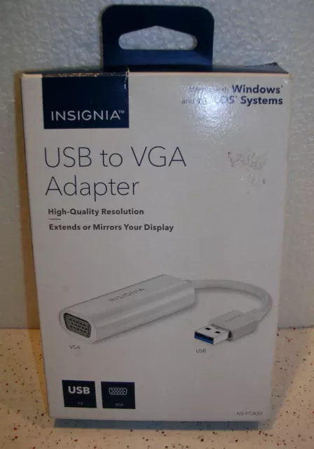 Insignia NS-PCA3V USB to VGA Adapter - BRAND NEW IN BOX - White  11/22