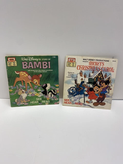 VINTAGE DISNEY Book and Tape **BOOKS ONLY** Bambi & Mickeys Christmas Carol