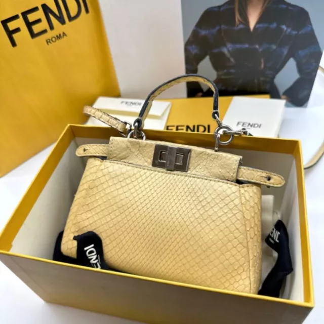 Fendi Peekaboo Micro 2way Mini Hand Shoulder Bag Yellow Women from japan USED