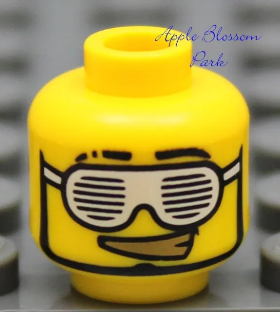 NEW Lego Yellow City MINIFIG HEAD Male Boy w/Sunglasses Smile Black Beard -