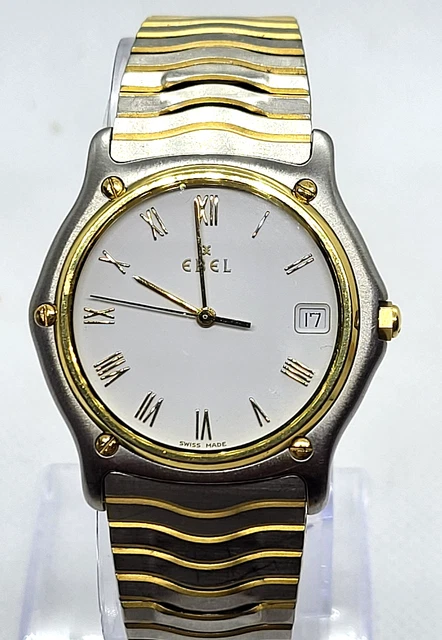 Ebel Classic Wave stainless steel, 18k gold and diamo