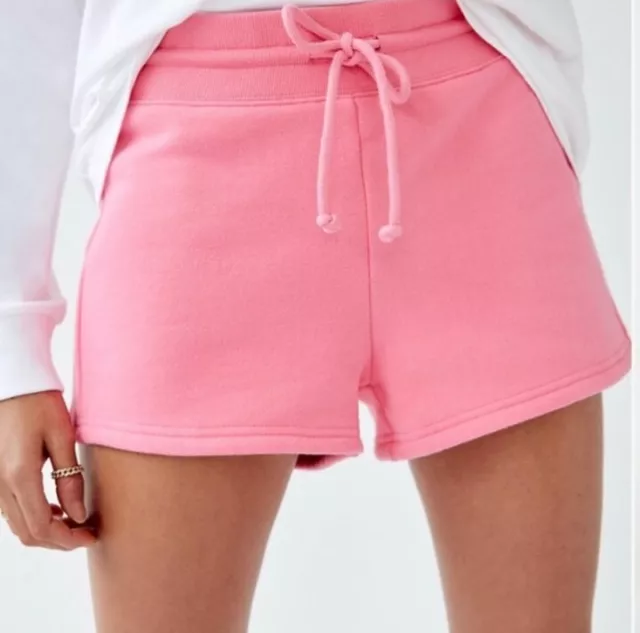 Aritzia Tna Women's Perfect Fit Fleece Pink Drawstring Jogger Short Size S #Z