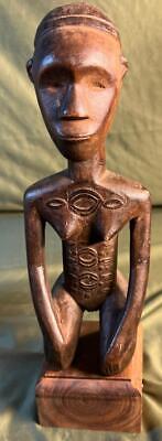 Old Vintage African Bembe Tribe Tribal Art Wood Carving Statue Fertility Woman